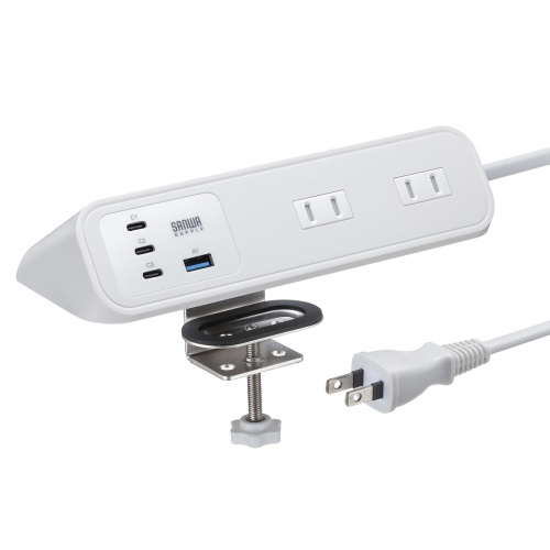 サンワサプライ クランプ固定式 USBタップ TAP-B114UC-2W（ホワイト）
