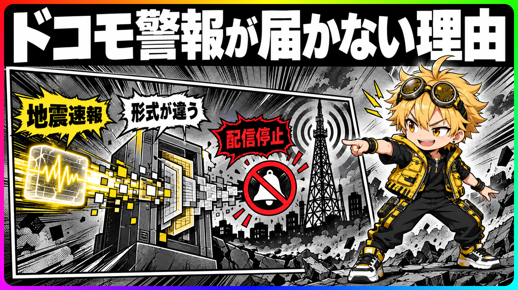 ドコモのスマホに緊急地震速報が届かなかった障害を示すイメージ
